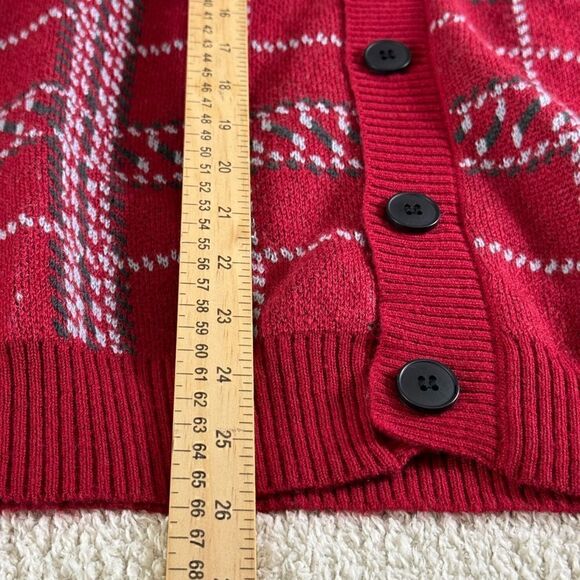 RSQ cardigan Mens Size Large plaid knit button up Academia V Neck Sweater New - Picture 10 of 12